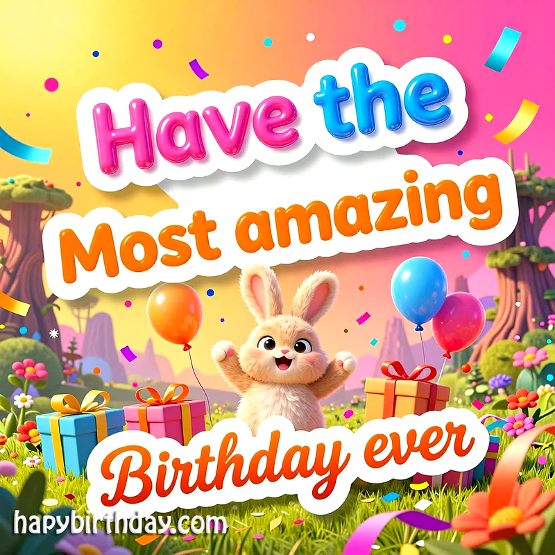 Charming Bunny Birthday Card: Wishing You the Most Amazing Day!