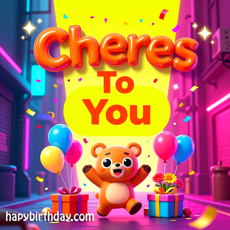 Cheres To You! Sweet Bear & Balloons Birthday Card for a Cheerful Day