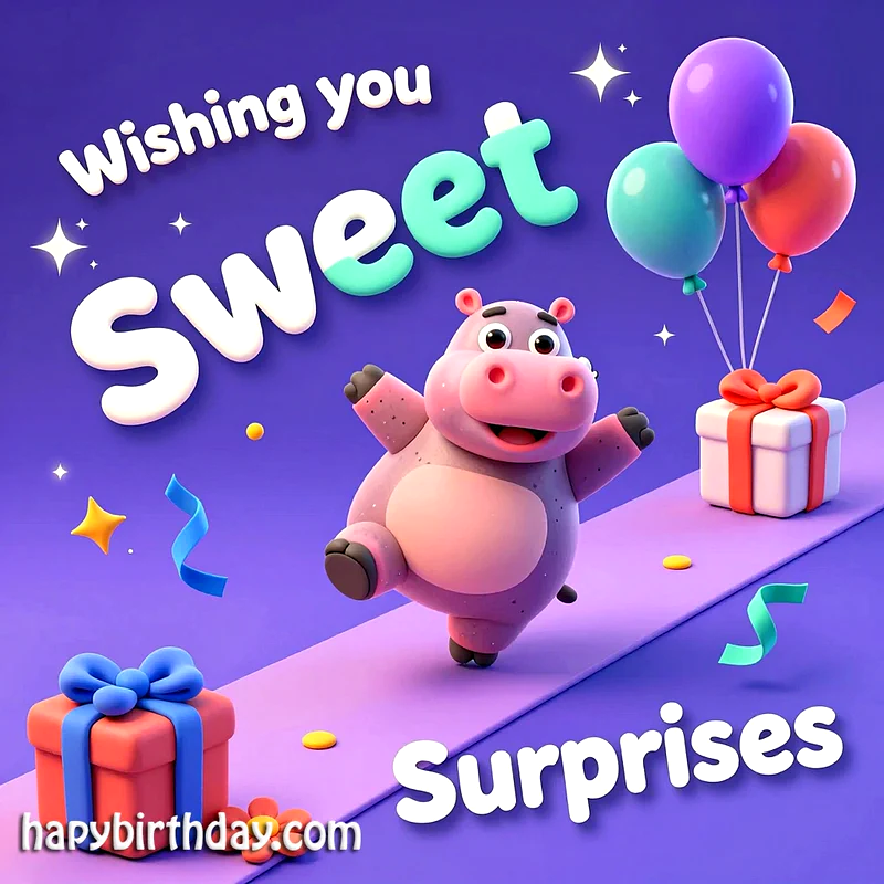 Cute Hippo Birthday Cards for Sweet Surprises & Happy Birthday Wishes