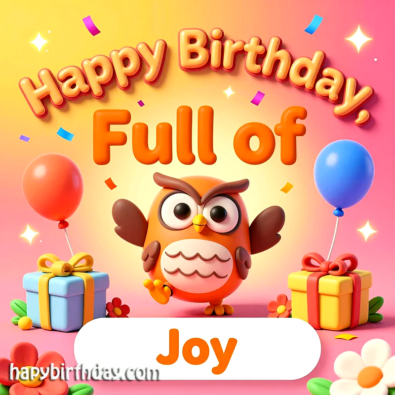 Cute Owl Birthday Wishes: Full of Joy Card for Friends and Families