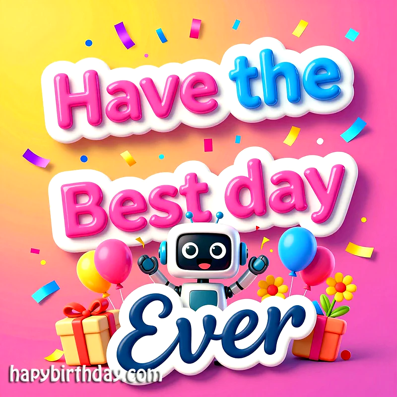 Cute Robot Birthday Wishes: Have the Best Day Ever - Bright Greeting