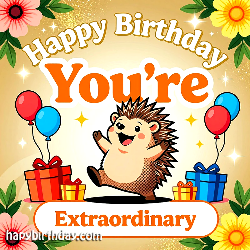 Extraordinary Birthday Wishes: A Sweet Hedgehog Greeting Card