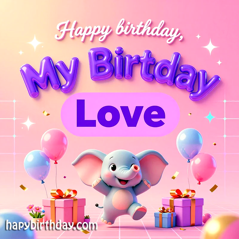 Happy Birtday Love! Send This Sweet Elephant Birthday Card
