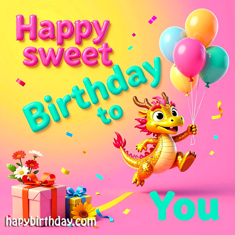 Happy Sweet Birthday Wishes: A Dragon's Joyful Greeting for You