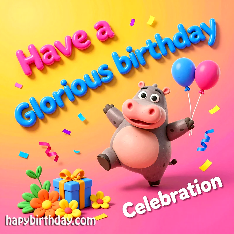 Have a Glorious Birthday Celebration: Cute Hippo Party Wishes!