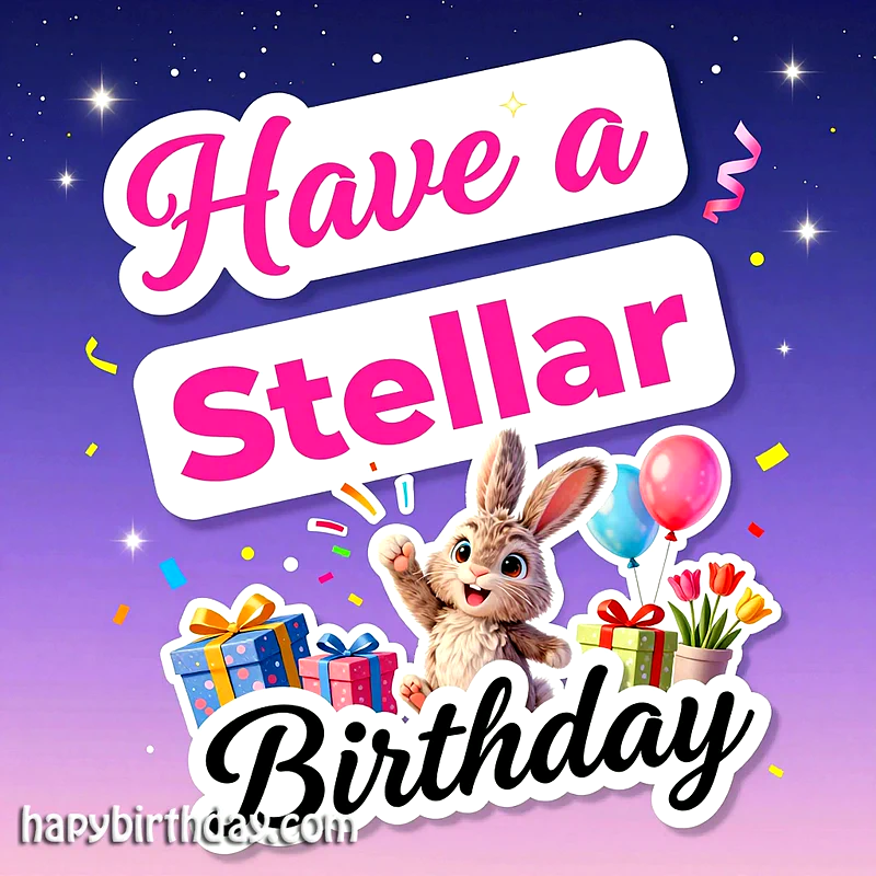 Have a Stellar Birthday: Cute Bunny Wishes You a Joyful Day