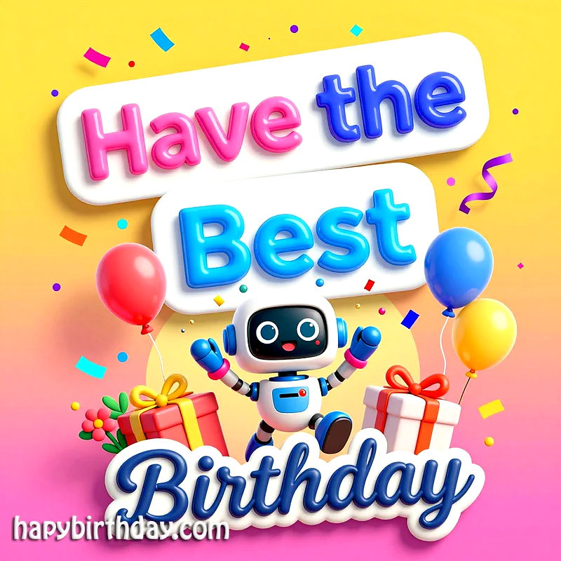 Joyful Robot Birthday Card: Wishing You the Best Day Ever!
