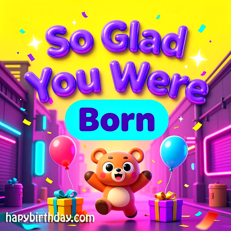 So Glad You Were Born! Playful Birthday Wishes & Sweet Card