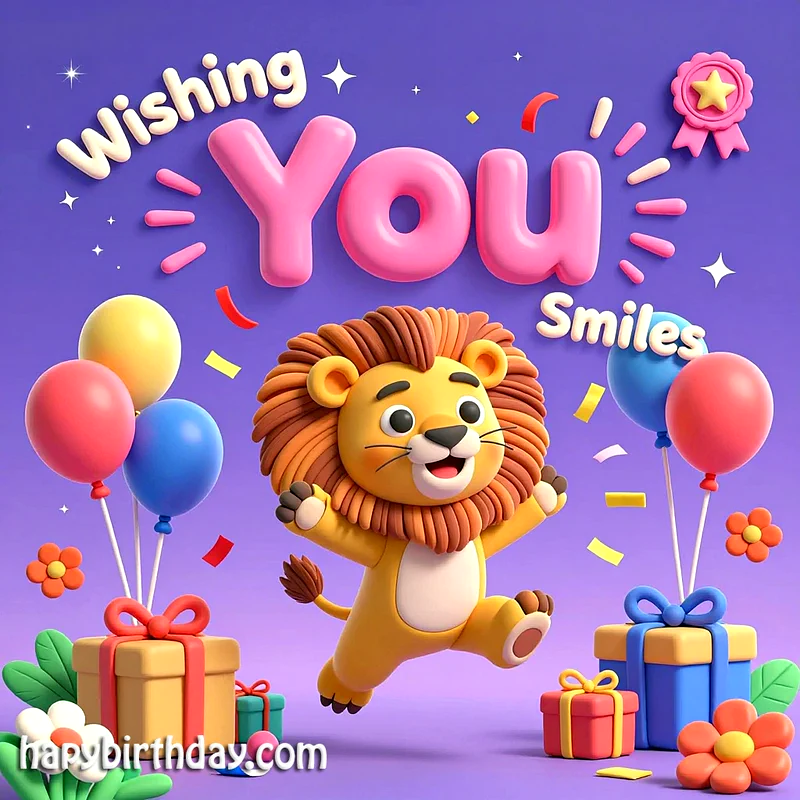 Sweet Lion's Embrace: Wishing You Smiles on Your Special Day