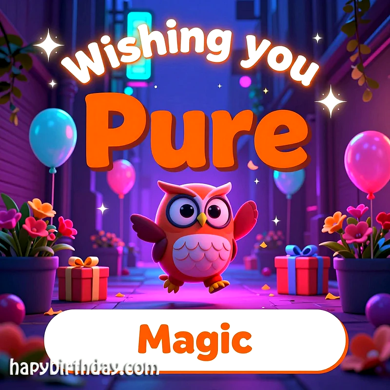 Wishing Pure Magic! A Sweet Birthday Card with a Whimsical Owl