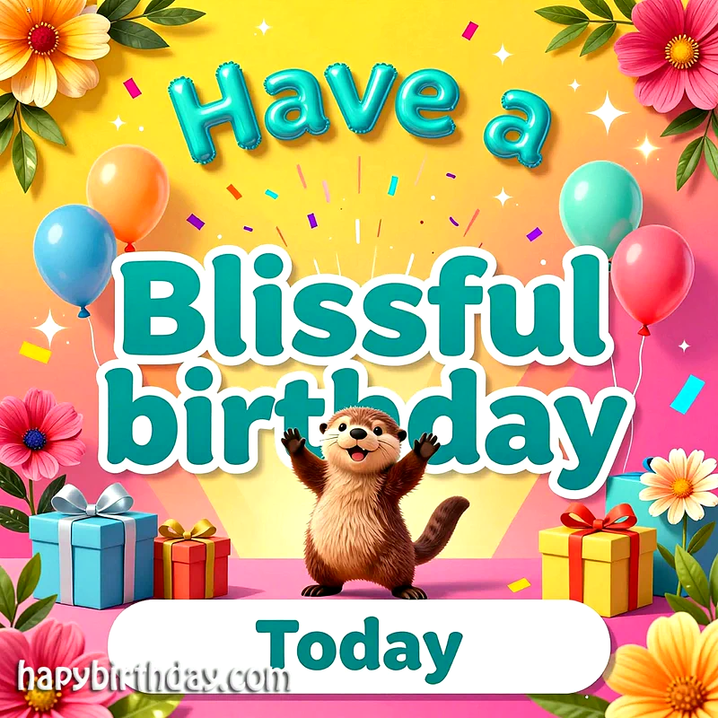 Wishing You a Blissful Birthday: Adorable Otter Greeting Card