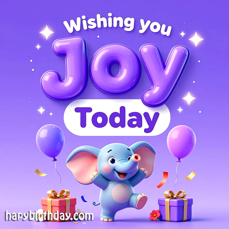 Wishing You Joy Today! Sweet Elephant Birthday Card for a Happy Celebration