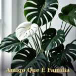 Arranjo de folhas de monstera e antúrios brancos com sombras tropicais para aniversário de amigo