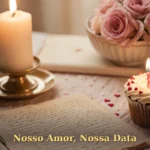 Carta de amor vintage ao lado de vela e pequeno bolo romântico para namorado