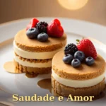 Sobremesa elegante para dois com mini bolos e frutas vermelhas frescas para namorado