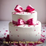 Cartão virtual para filha com balões em tons pastel e guirlanda festiva iluminada