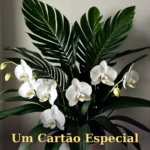 Arranjo de folhas tropicais e orquídeas brancas com jogo dramático de sombras para irmão