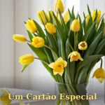 Versículo de aniversário para mãe com vela acesa entre flores brancas