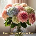 Arranjo de rosas e hortênsias em tons pastel suaves para tia ou tio