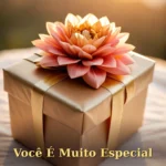 Imagem de aniversário para pessoa especial com bolo de três camadas e flores frescas