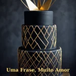 Homenagem de aniversário para marido com bolo de camadas escuras e frutas vermelhas
