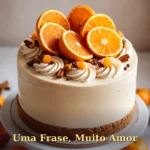Bolo de aniversário com creme de especiarias e laranja cristalizada para pai