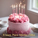 Mensagem de aniversário para filha com cupcakes decorados com flores comestíveis em mesa de mármore