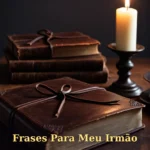 Livro de couro vintage ao lado de vela e bolo de chocolate escuro para aniversário de irmão