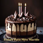 Homenagem para marido com bolo de café e chocolate em luz dramática e quente