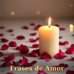Pétalas de rosa espalhadas levando a uma vela de aniversário acesa para namorado