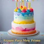 Bolo com cobertura aquarela em tons vibrantes para prima ou primo
