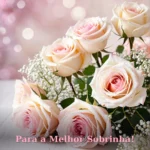 Imagem de frases de aniversário para sobrinha com balões rosados e confetes dourados em ambiente festivo para baixar e compartilhar
