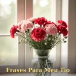 Arranjo de cravos e mosquitinho em vaso de vidro leitoso vintage para tia ou tio