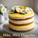 Imagem de aniversário para mãe com bolo de chocolate e framboesas frescas