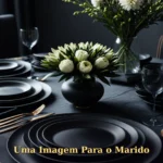 Imagem de aniversário para marido com arranjo de copos-de-leite em vaso moderno escuro