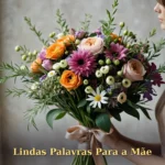 Mensagem de aniversário para mãe com buquê de flores mistas colhidas no jardim