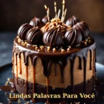 Mensagem carinhosa para marido com bolo de chocolate e detalhes em ouro