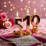 Linda mensagem de aniversário para sobrinha com tulipas rosadas e luz natural entrando pela janela