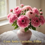 Poema de aniversário para filha com buquê de flores do campo e fitas de cetim