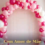Imagem de aniversário para filha com buquê de rosas e peônias em tons rosados e dourados