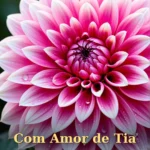 Mensagem de tia para sobrinha com bolo decorado com laço e arranjo de flores do campo frescas
