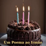 Bolo de aniversário com cachos de chocolate escuro e vela de estrelinha para irmão