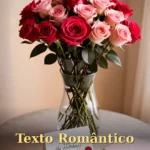 Arranjo de rosas vermelhas e rosadas em vaso de vidro com cartão manuscrito ao lado para namorado
