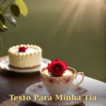 Xícara de chá vintage com única rosa ao lado de pequeno bolo elegante para tia ou tio
