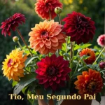 Arranjo de dálias e zínias em tons ricos e quentes para tia ou tio